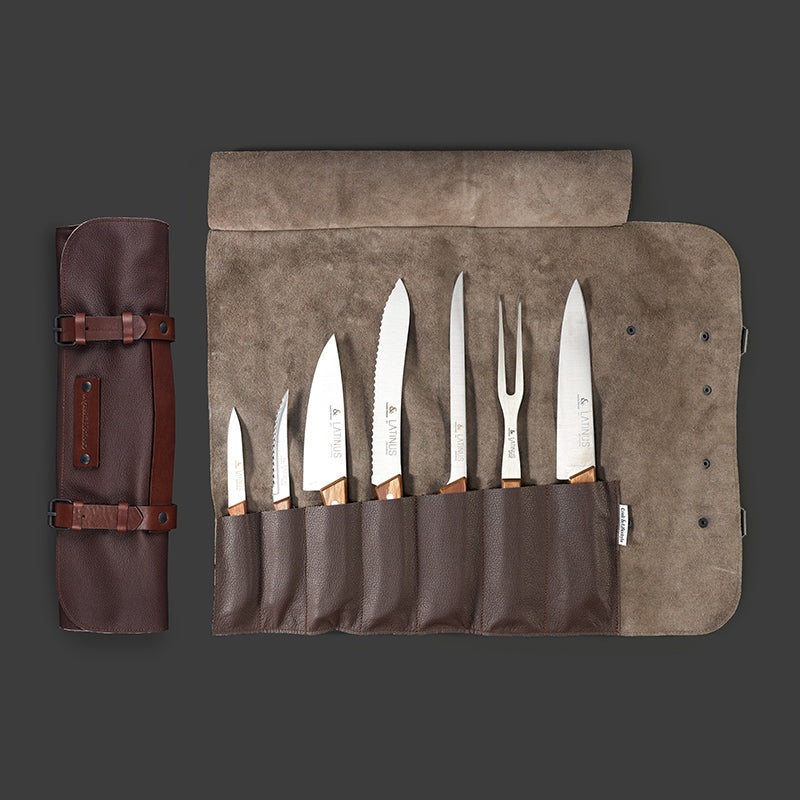 Estojo de facas em pele para cozinha  7 peças