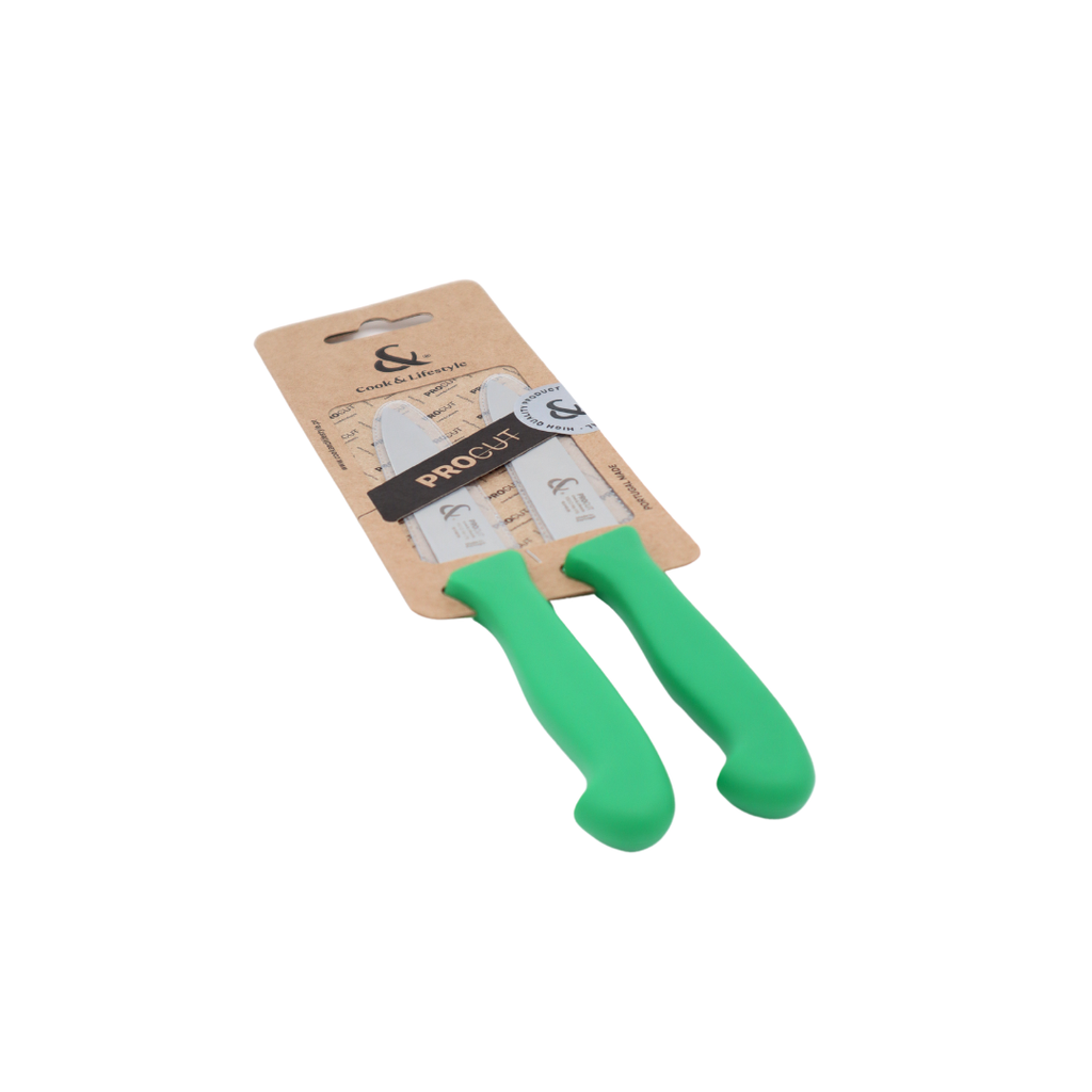 Set of 2 Peeling Knives 10cm Green PROCUT C&amp;L