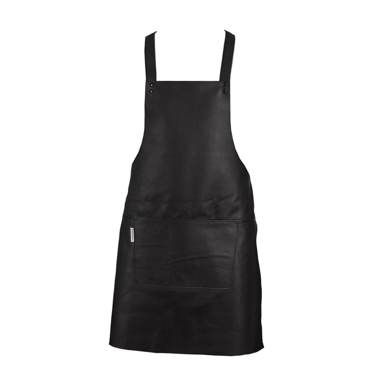 C&amp;L Black Leather Suspenders Apron 