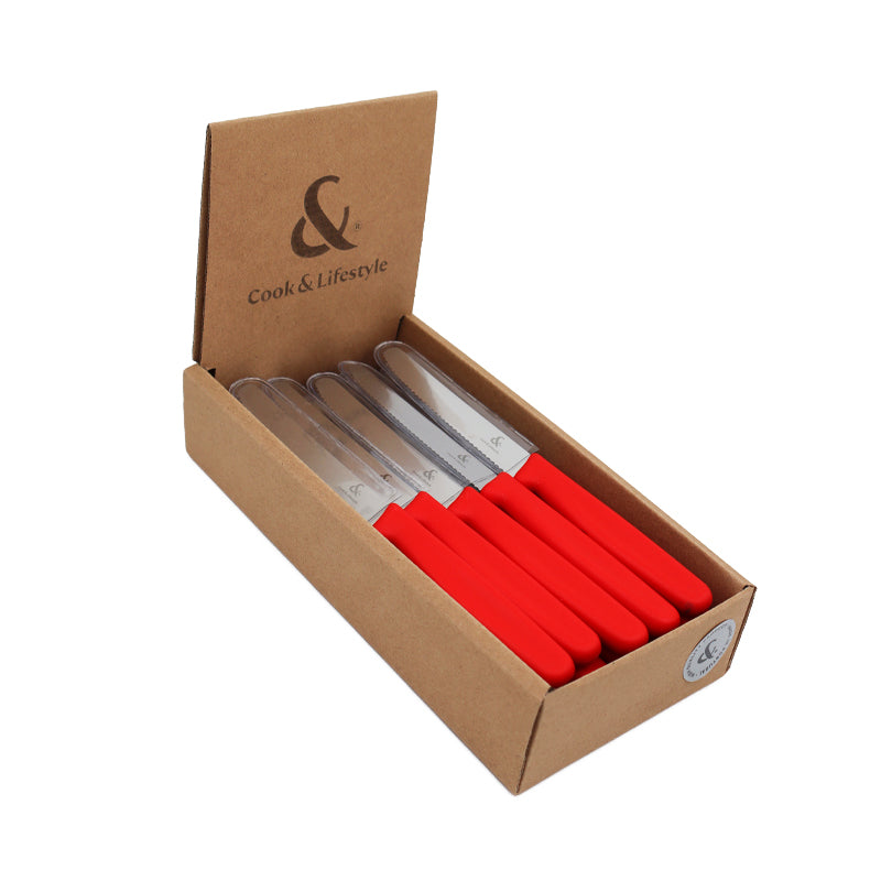 Conjunto de facas para bife vermelho, 20 peças