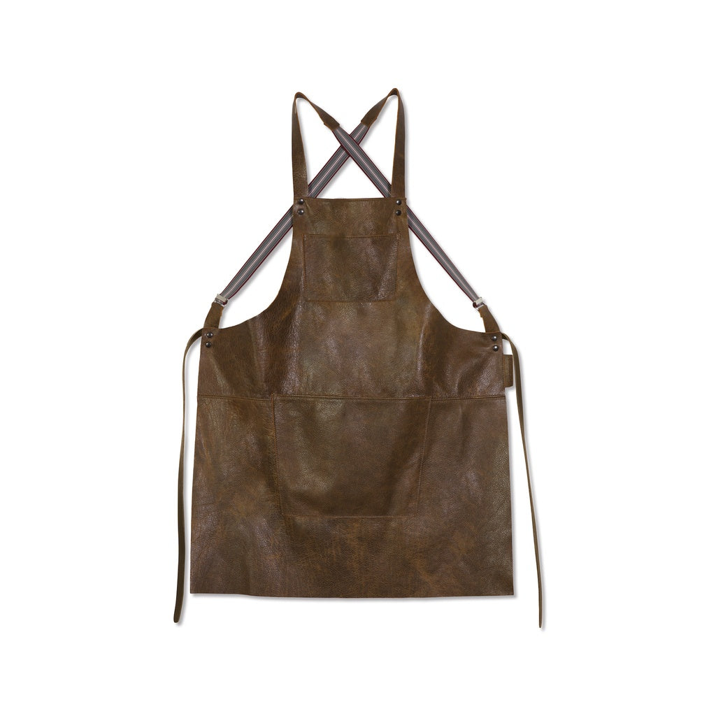 Brown Leather Apron with Suspenders