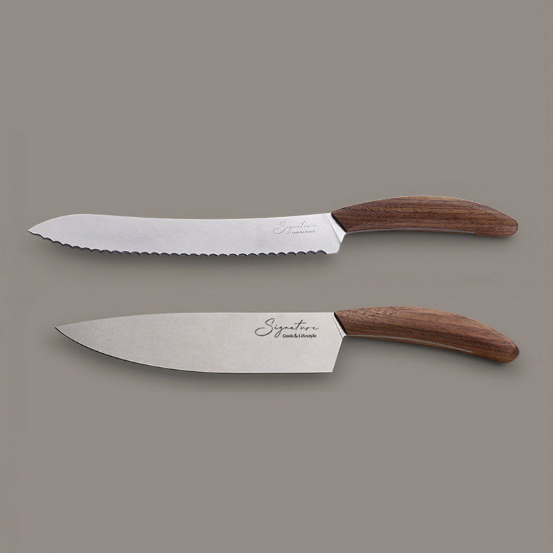 Conjunto de facas chef e pão para cozinha - Stone Walnut
