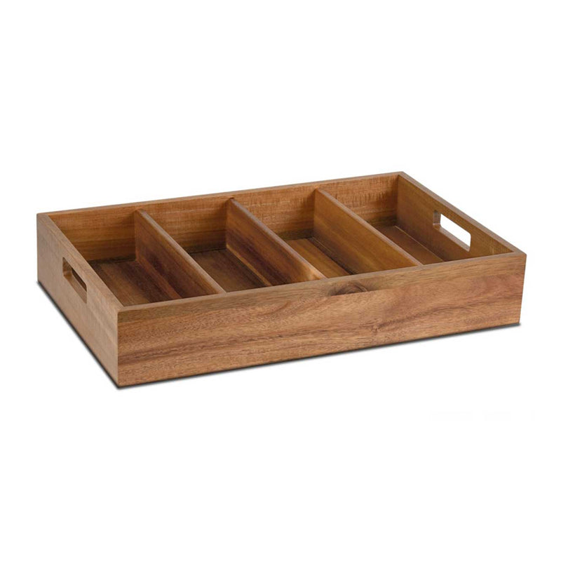 Bandeja para talheres em madeira 54x34x10cms