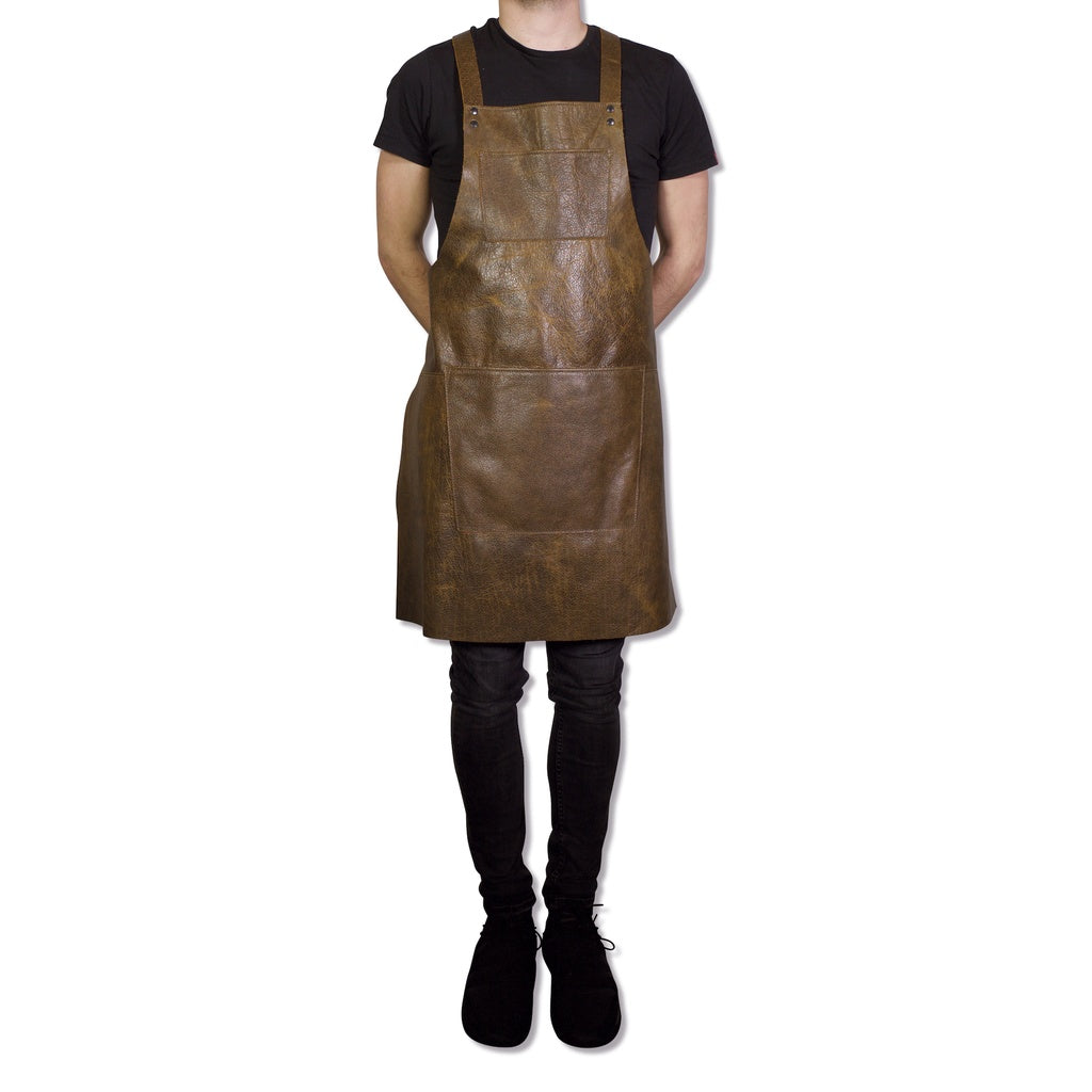 Brown Leather Apron with Suspenders