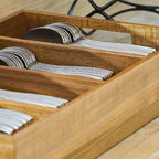 Bandeja para talheres em madeira 54x34x10cm, 4 espaços