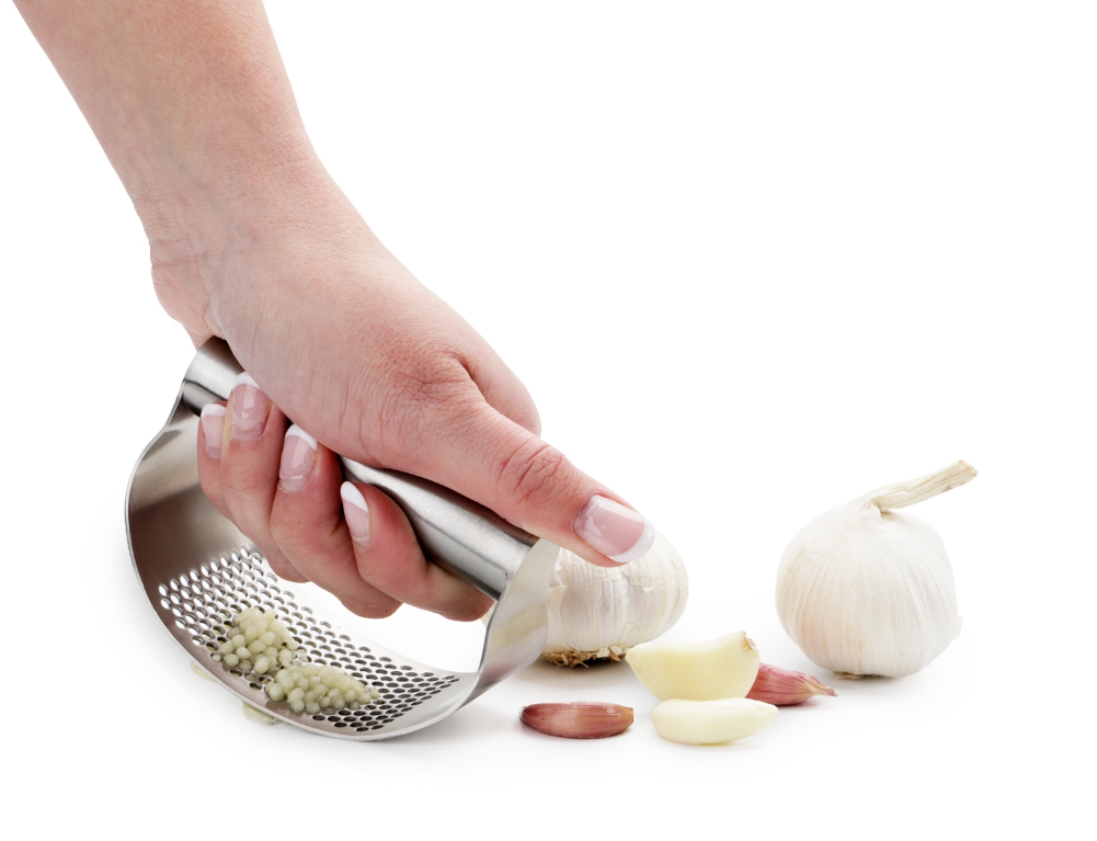 Stainless steel garlic crusher