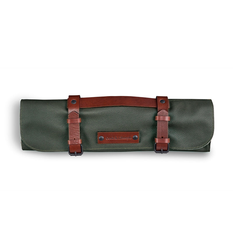 Bolsa de pele verde C&L - olive, 7 peças