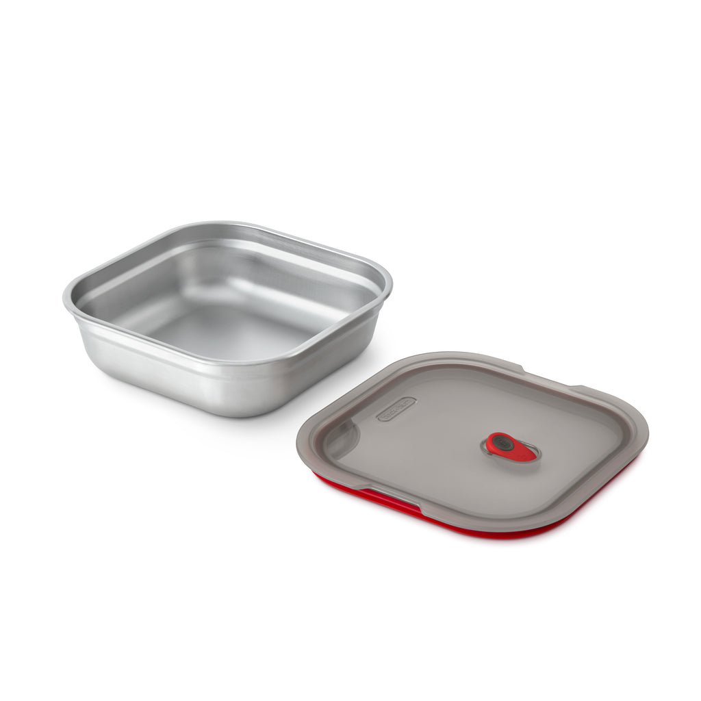 Square Steel Lunch Box 1.1L Gray/Red Black+Blum