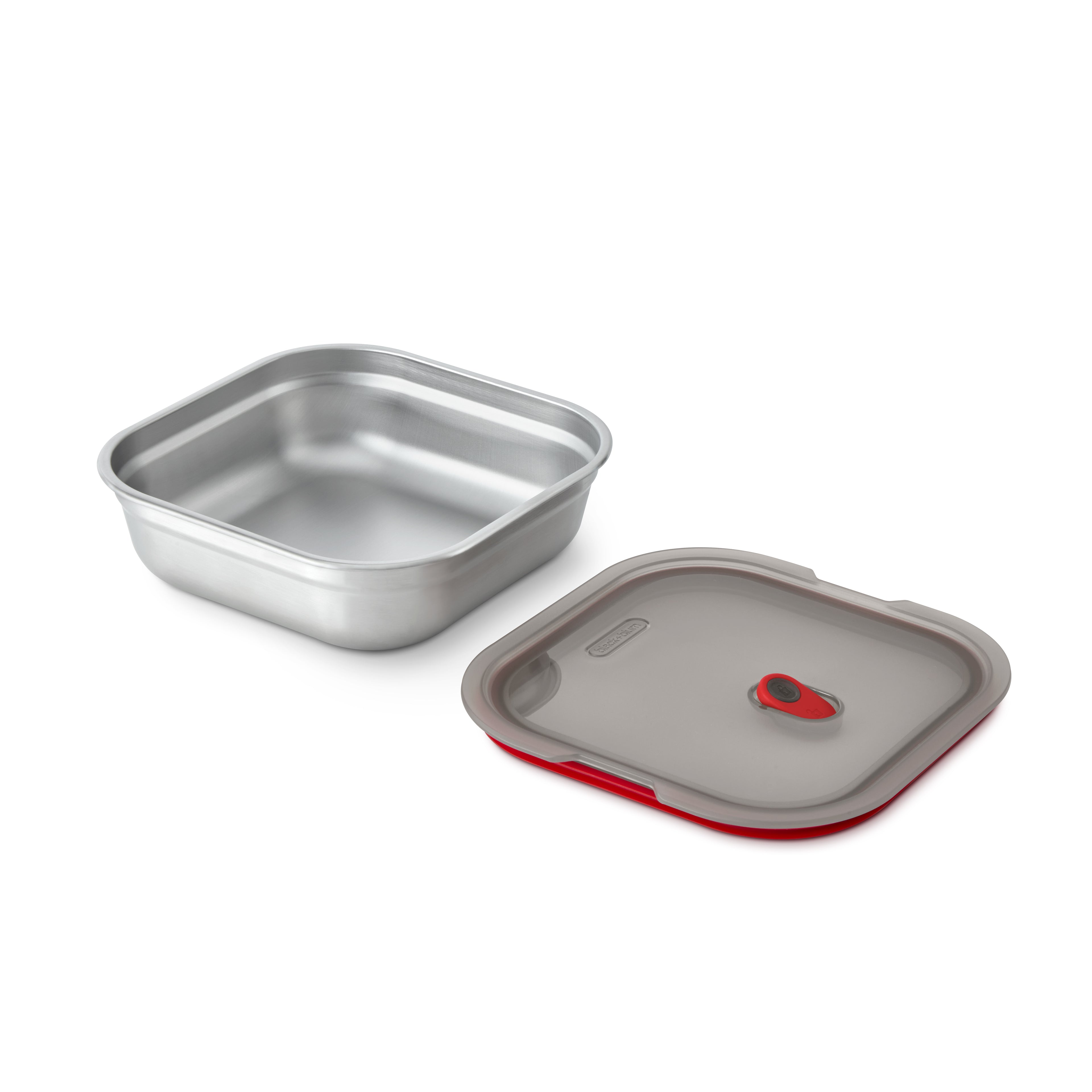 Square Steel Lunch Box 1.1L Gray/Red Black+Blum