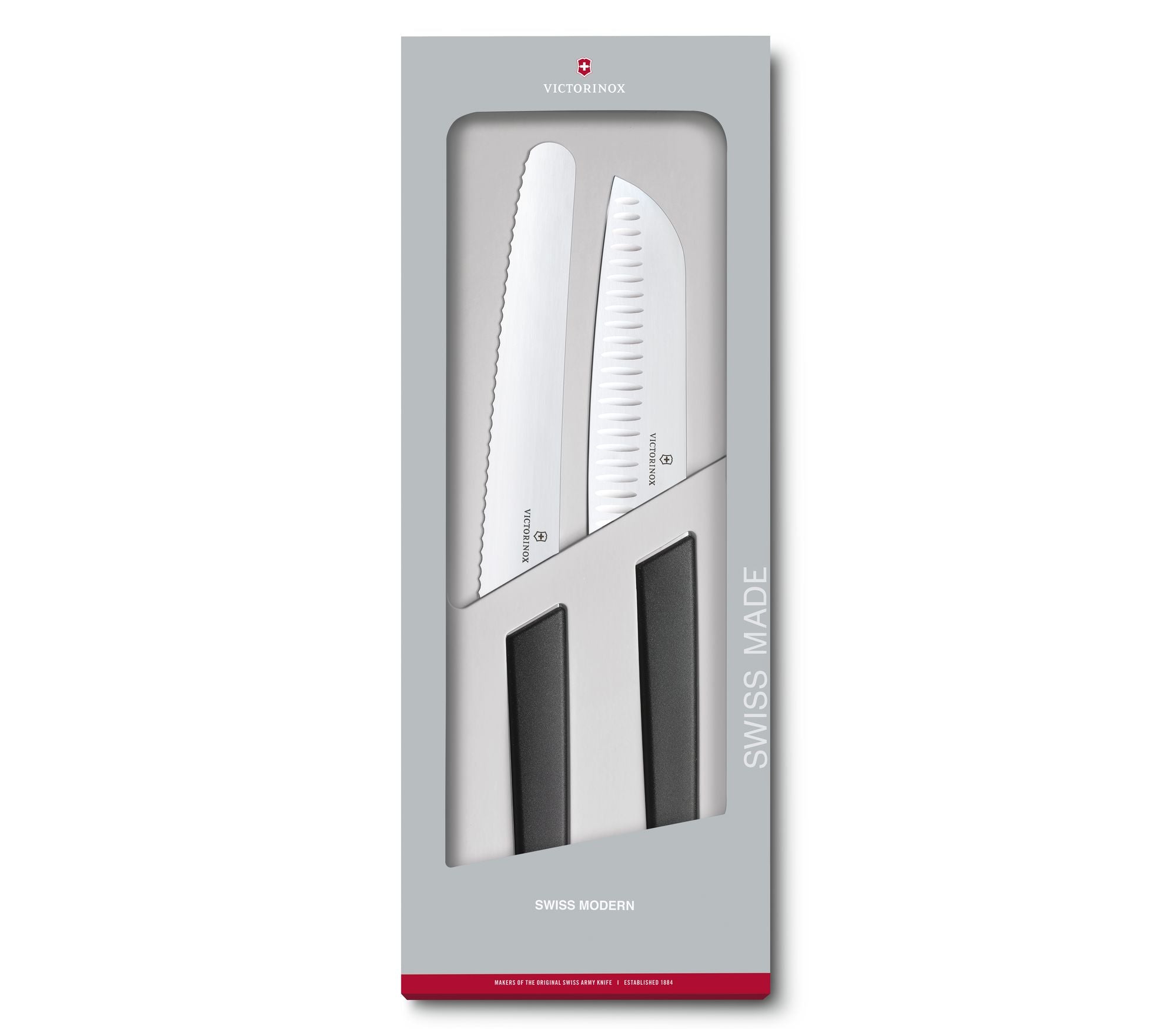 Santoku Knife and Black Bread Knife Set