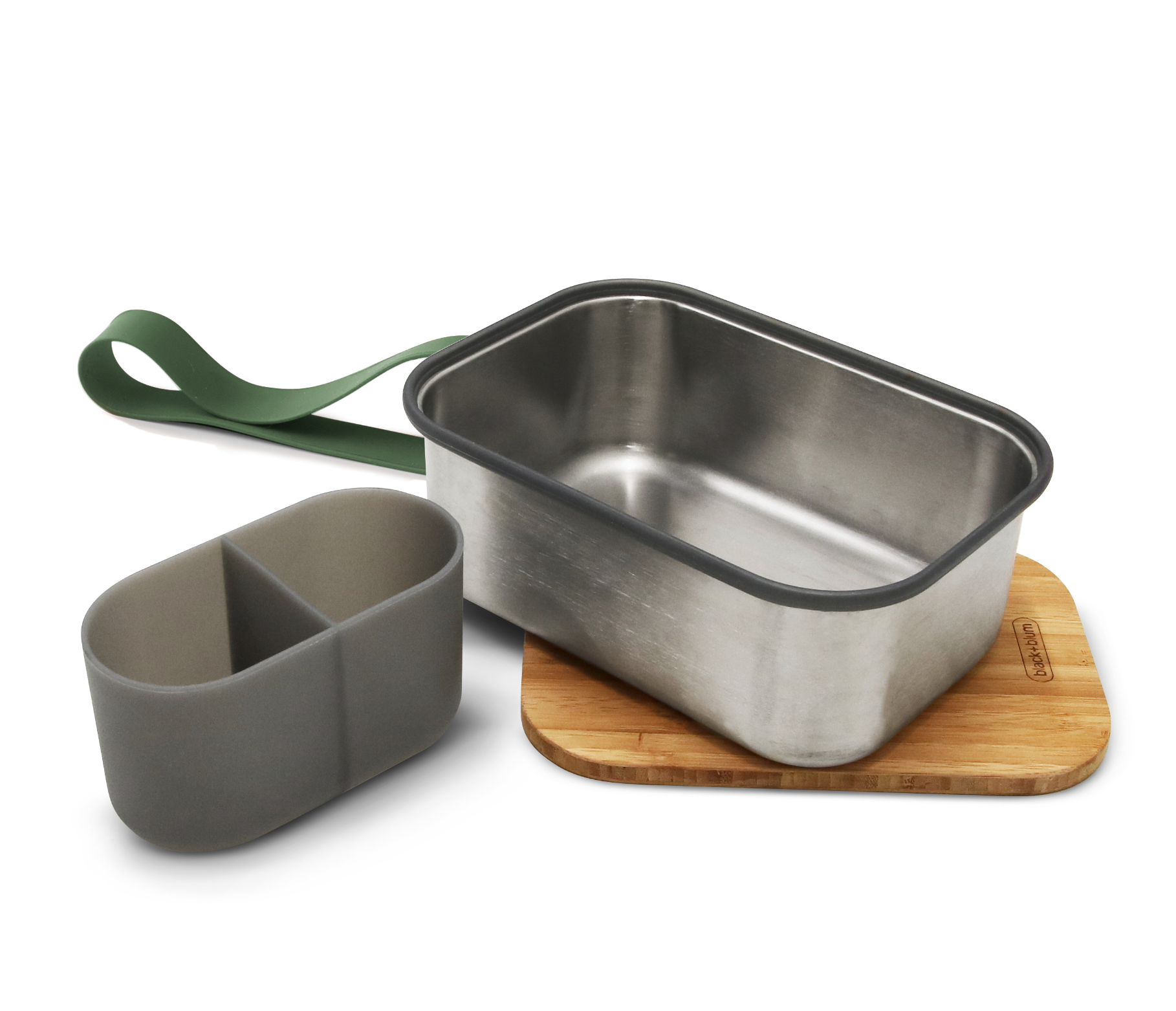 Large Sandwich Box/Bento Box Bamboo Olive 1.25L Black+Blum