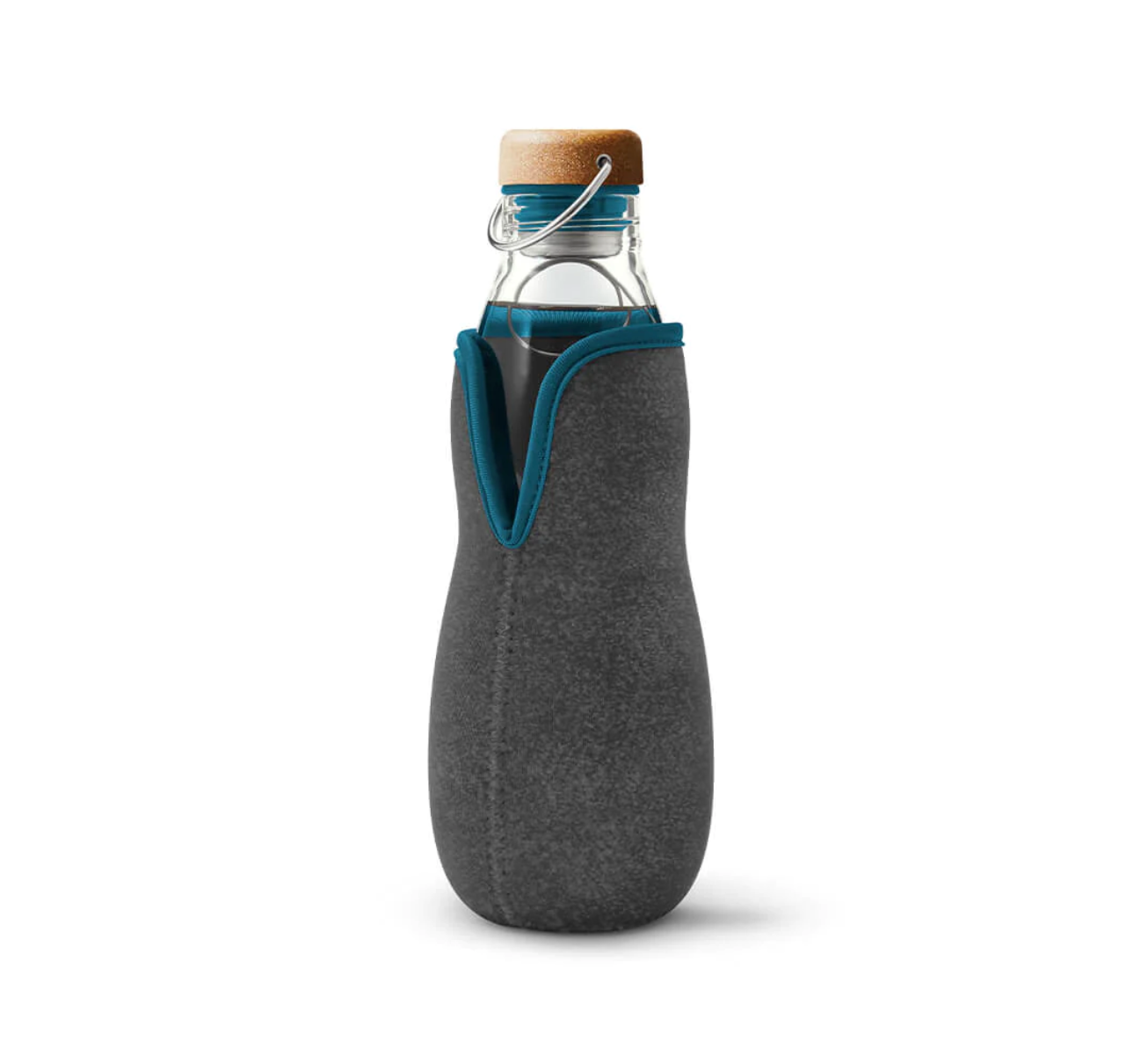 Glass Bottle with Blue Lid and Charcoal Filter 650ml Black+Blum
