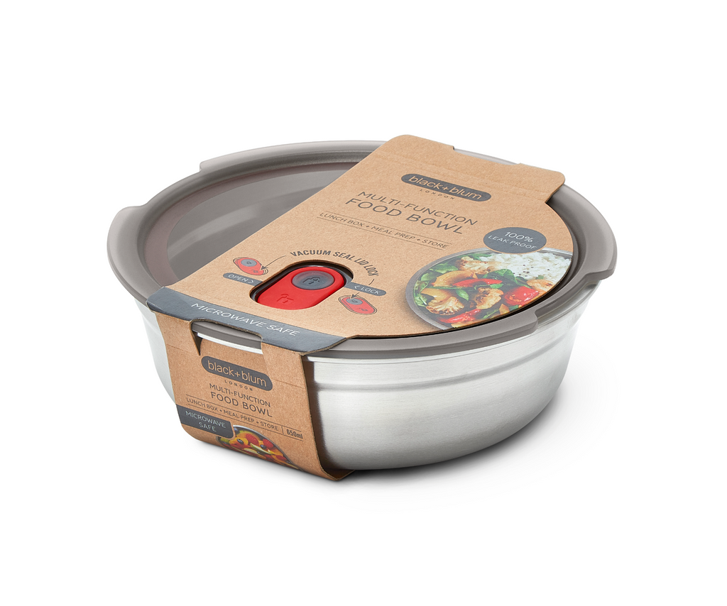 650ml Steel Lunch Box Gray/Red Black+Blum