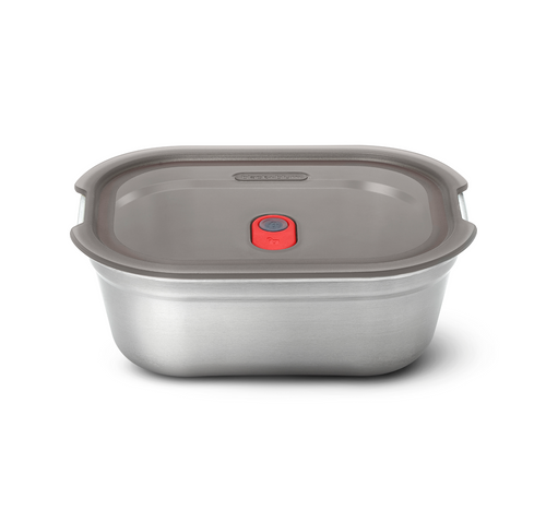 Steel Food Box/Lunch Box 900ml Gray/Red Black+Blum