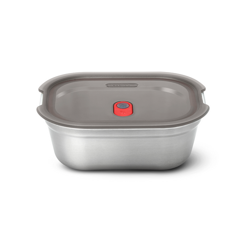 600ml Steel Food Box/Lunch Box Gray and Red Black+Blum