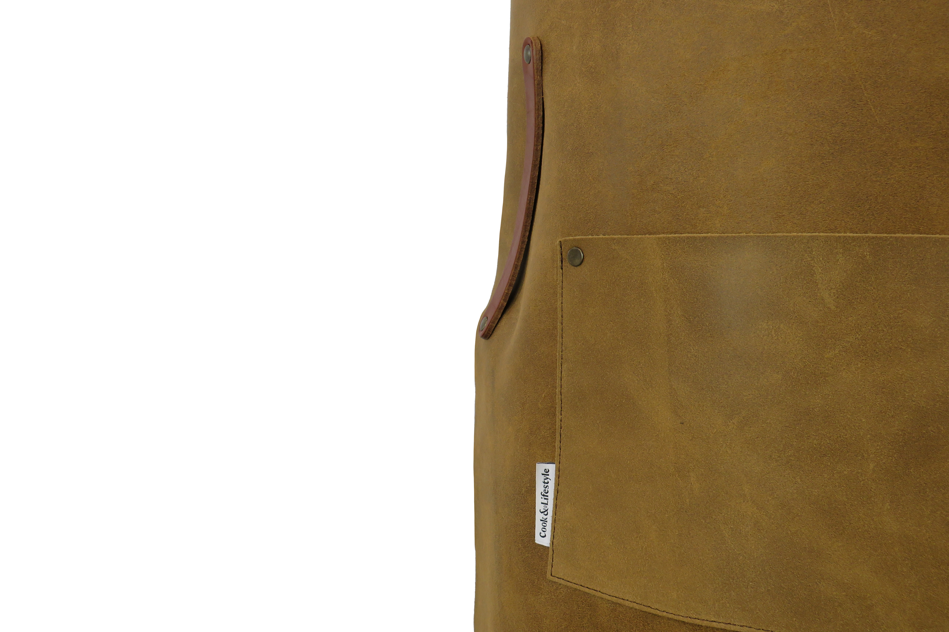 C&amp;L Mustard Brown Apron with Straps - Genuine Leather 