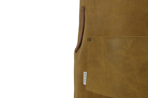 Avental Castanho Mostarda C&L com Alças - Pele Genuína