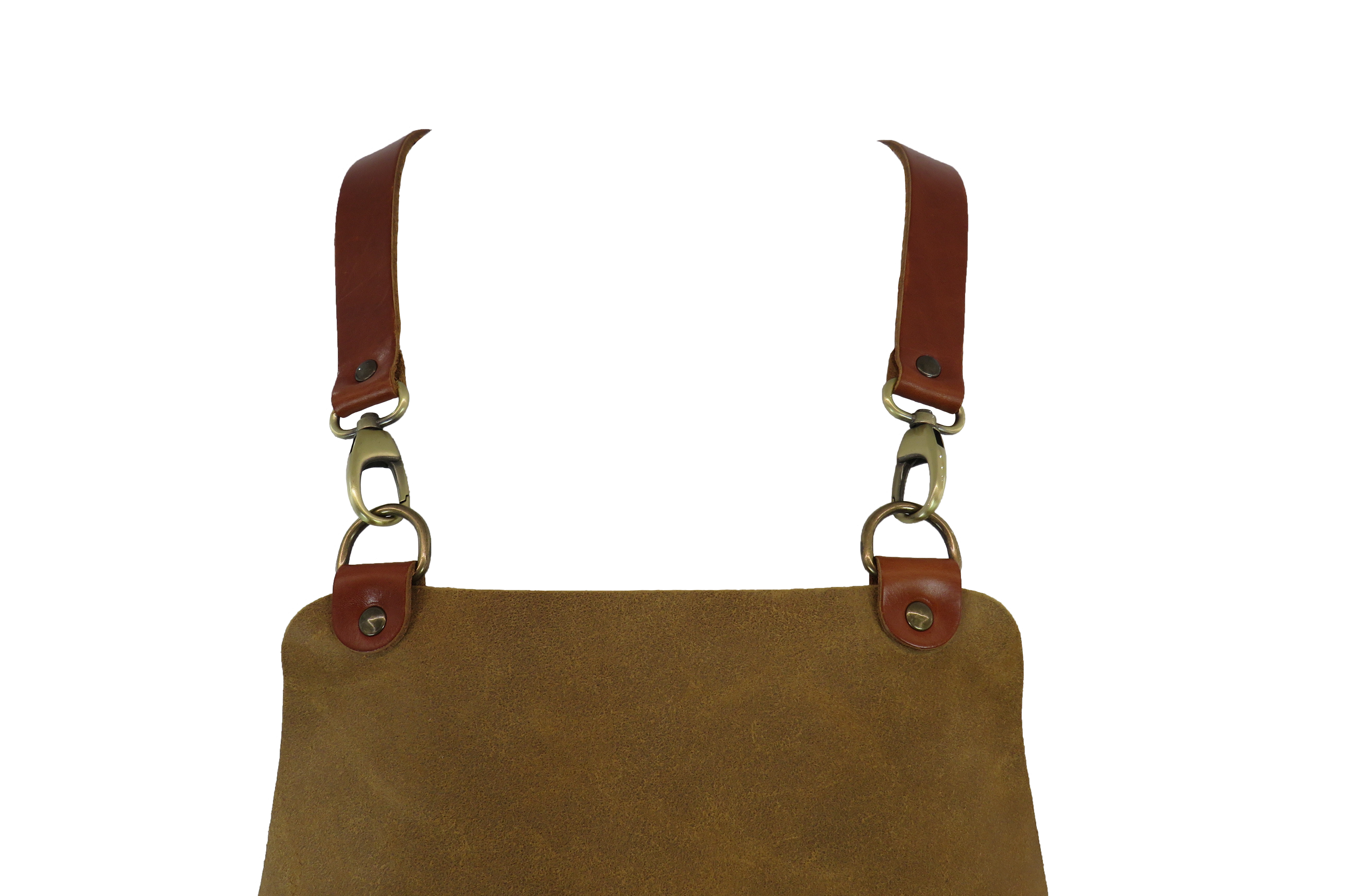 C&amp;L Mustard Brown Apron with Straps - Genuine Leather 