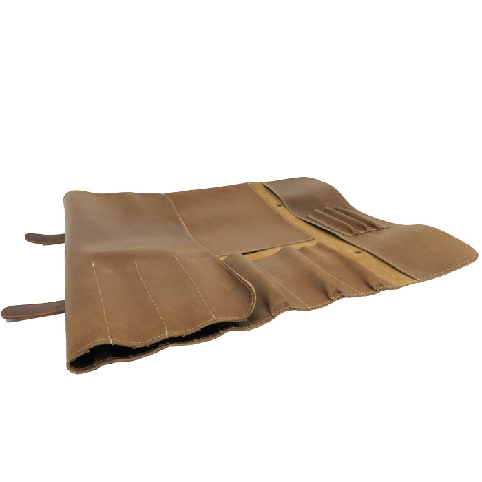 Bolsa de 7 cuchillos de cuero camel