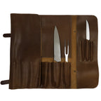 Bolsa de 7 cuchillos de cuero camel