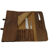 Bolsa de 7 cuchillos de cuero camel
